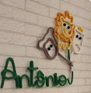 Porta de maternidade Antônio em tricotin