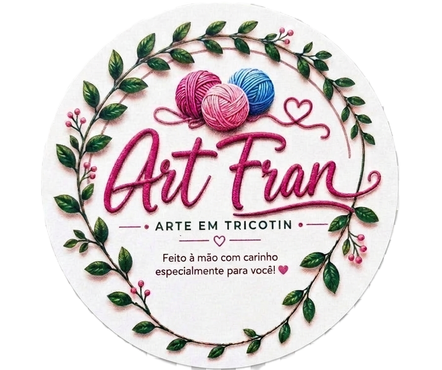 Logo Art Fran escrito em tricotin artesanal